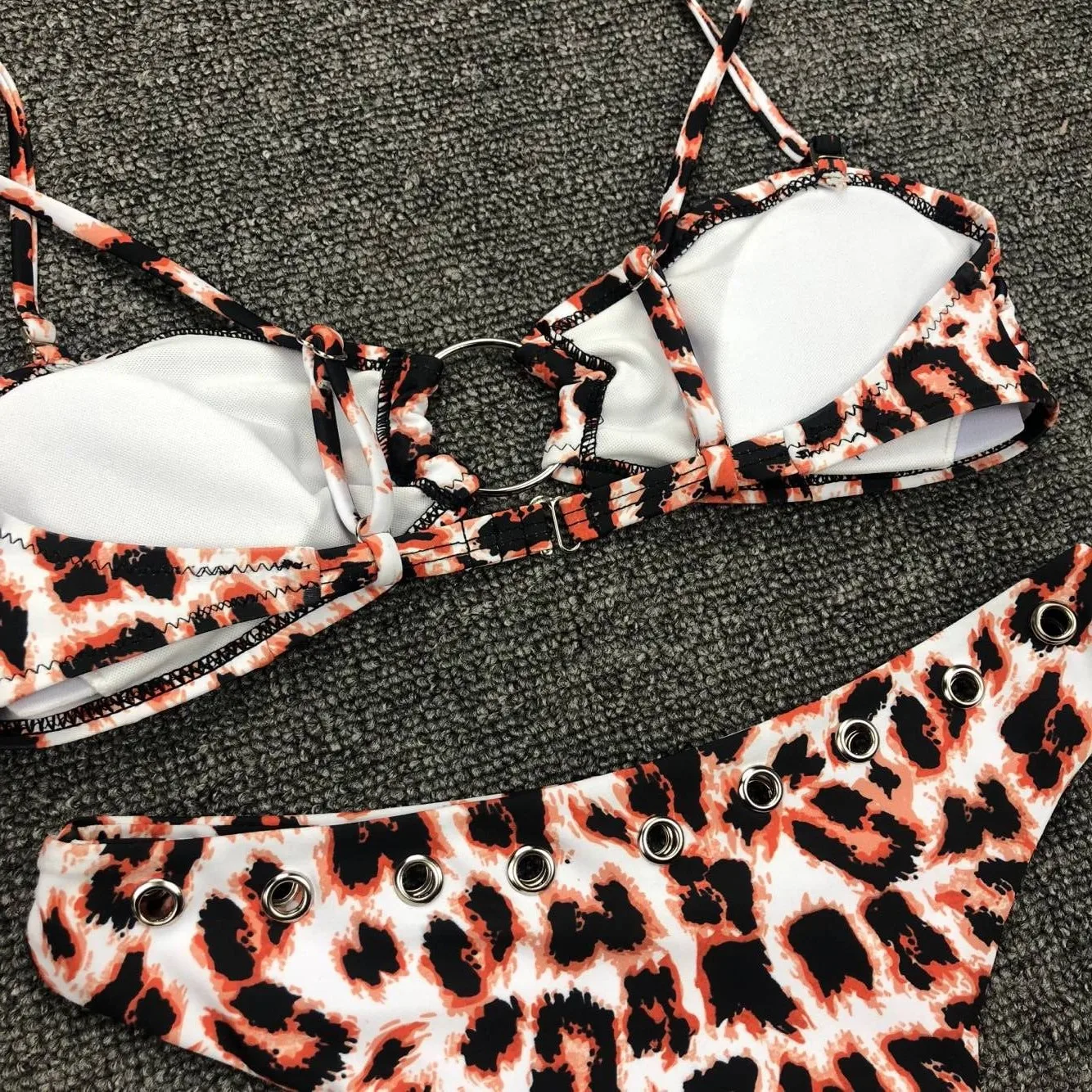 Бразильские леопардовые бикини Mujer Bathers, купальник с высокой посадкой, женский купальник, пуш-ап, стринги, бикини, набор, сексуальная пляжная одежда-8