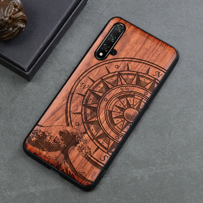 color 8 Резной череп слон деревянный чехол для телефона для huawei Honor 20 Pro Honor 10 9x 8x Honor View 20 10 силиконовый Деревянный чехол - Цвет: color 8