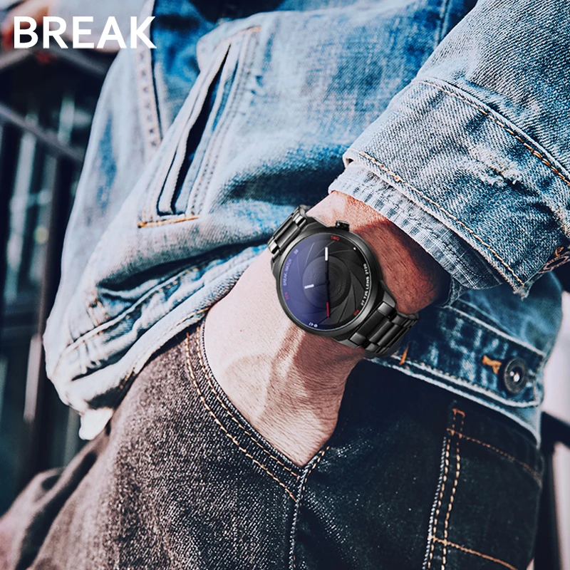 Online Romper la serie creativa única del fotógrafo del estilo de la Cámara de los hombres de las mujeres Casual del cuarzo del deporte del reloj de pulsera de la correa del acero
