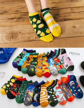 

Women Funny Ankle Socks Cute Cartoon Happy Cotton Vegetable Fruit Animal Plant Gift Summer Casual Student Style Colorful Boat