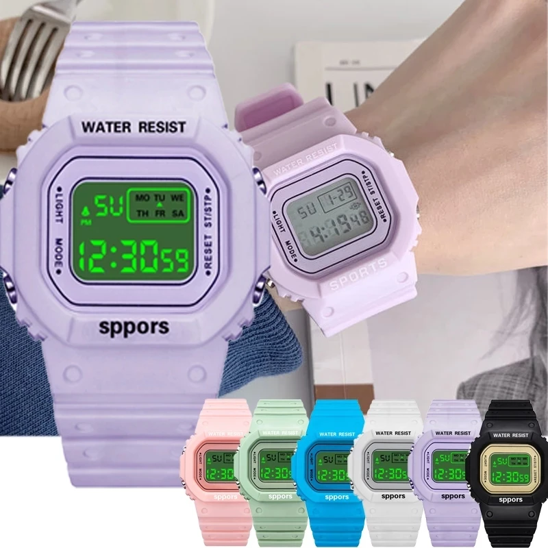 1 pieza Reloj digital LED & 1 pieza Pulsera, Mode de Mujer