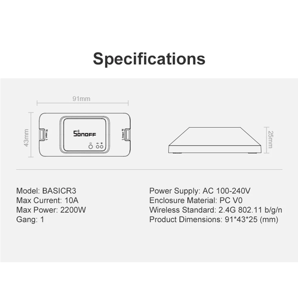 SONOFF BASIC R3 умный переключатель включения/выключения Wi-Fi, таймер освещения Поддержка приложения/LAN/голосового пульта дистанционного управления DIY режим работает с Alexa Google Home