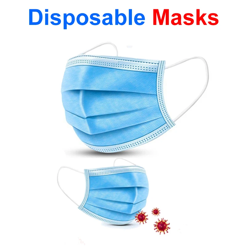 

DHL Fast Shipping Face Masks 100 Pcs Disposable Mask Anti Dust Respirator Mouth Masks 3 Layer FFP2 Elastic Earloop Masks