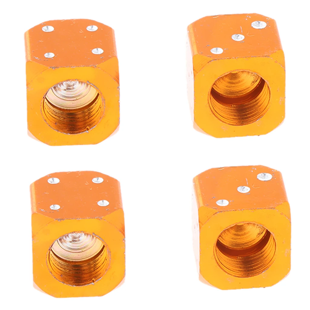 4 Pcs. Car Valve Caps Tire Valve Caps Dustproof Cover, Orange, Cubic