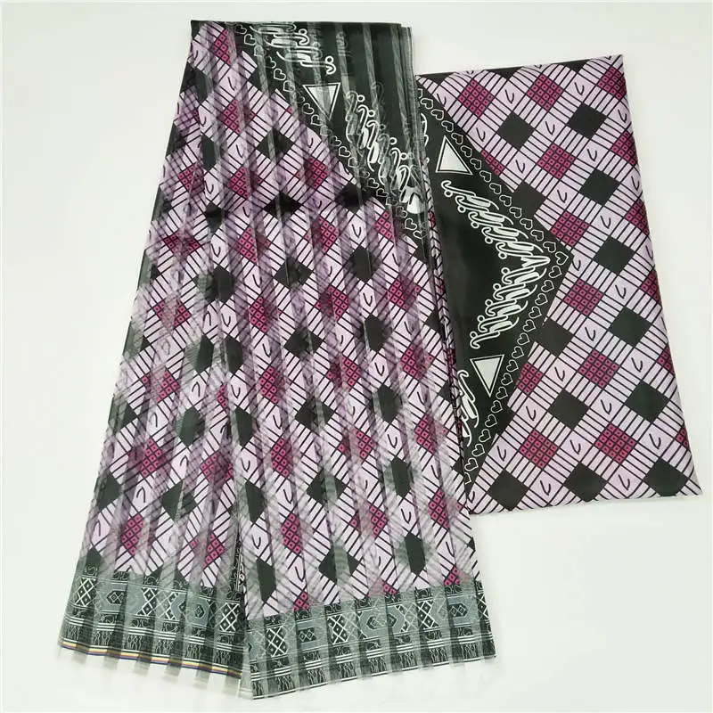 

2019 Hot Selling Imitated Silk African Print Fabric Organza And Ribbon For Garment Material Fabric ! F8101