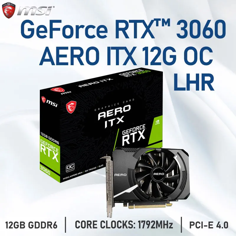 MSI Raphic Cards GeForce RTX 3060 AERO ITX 12G OC LHR 12GB GDDR6