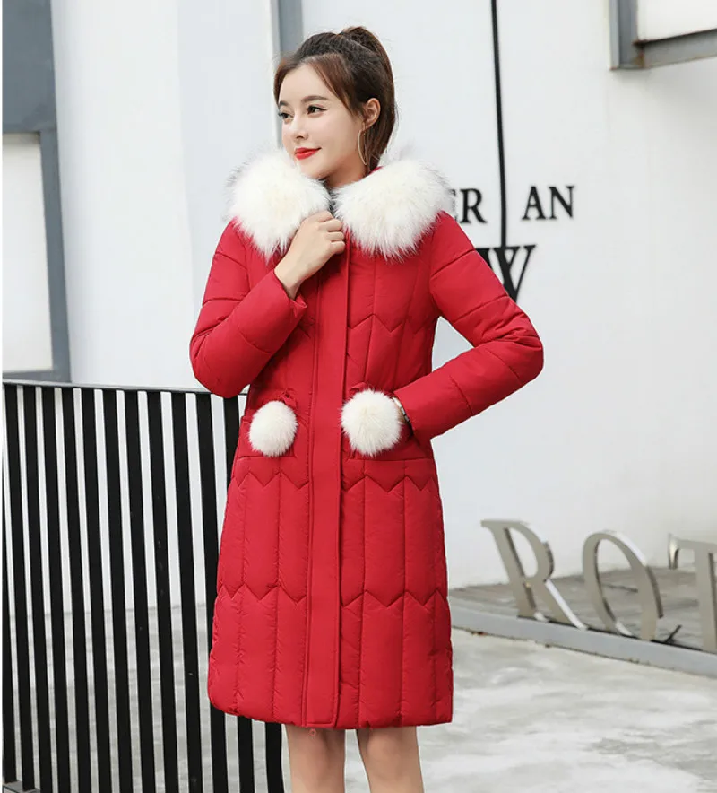 Plus size winter coat women padded cotton hooded women long jacket outwear slim white warm vintage female parka new 2019 DR1195 (21)