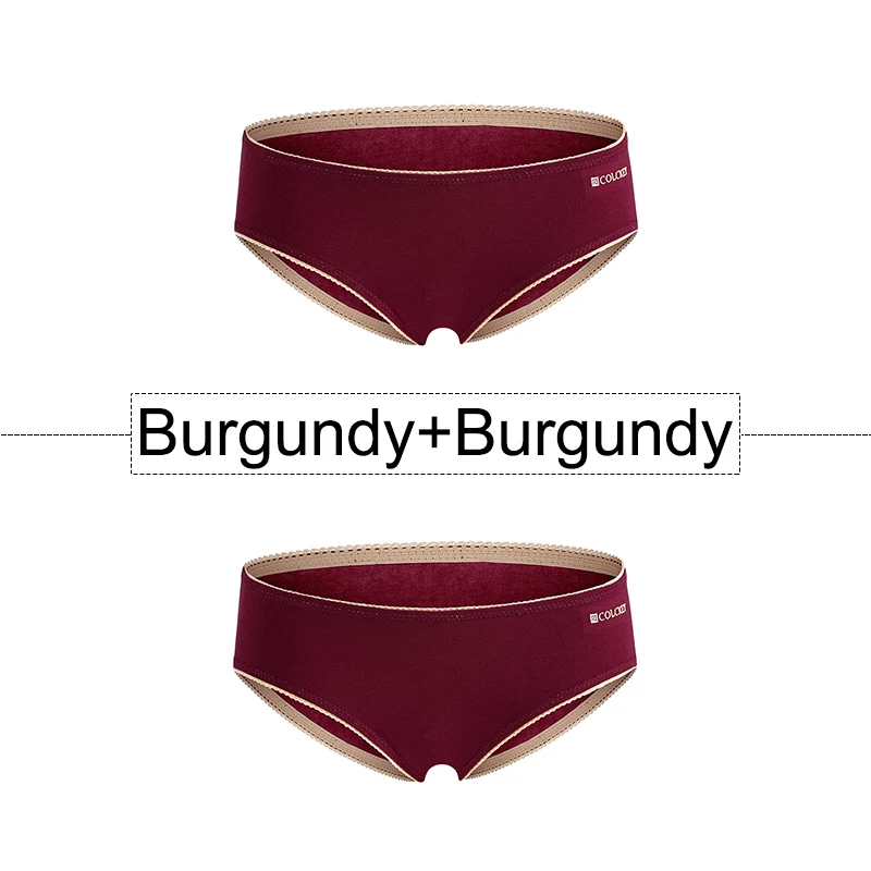 Burgundy-Burgundy 2 шт/лот Бесшовные женские трусики хлопковые трусы сексуальное кружевное белье с низкой посадкой эластичное женское нижнее белье M-3XL большие размеры трусики - Цвет: Burgundy-Burgundy