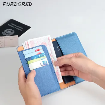 

PURDORED 1 Pc Solid Color Passport Cover Waterproof Travel Passport Holder Business Card Holder Business Credit Card Case Pouch