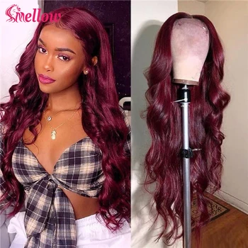 

99J Body Wave Lace Front Human Hair Wig 13x4 Lace Frontal Human Hair Wigs With Baby Hair Body Wave 99J Malaysian Lace Front Wigs