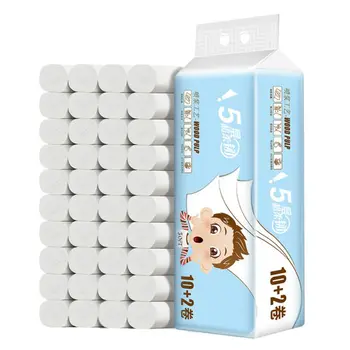 

12 Rolls Of 5 Layers Of Toilet Paper Coreless White Soft Roll Paper Towel Household Tissue Daily Life Supplies
