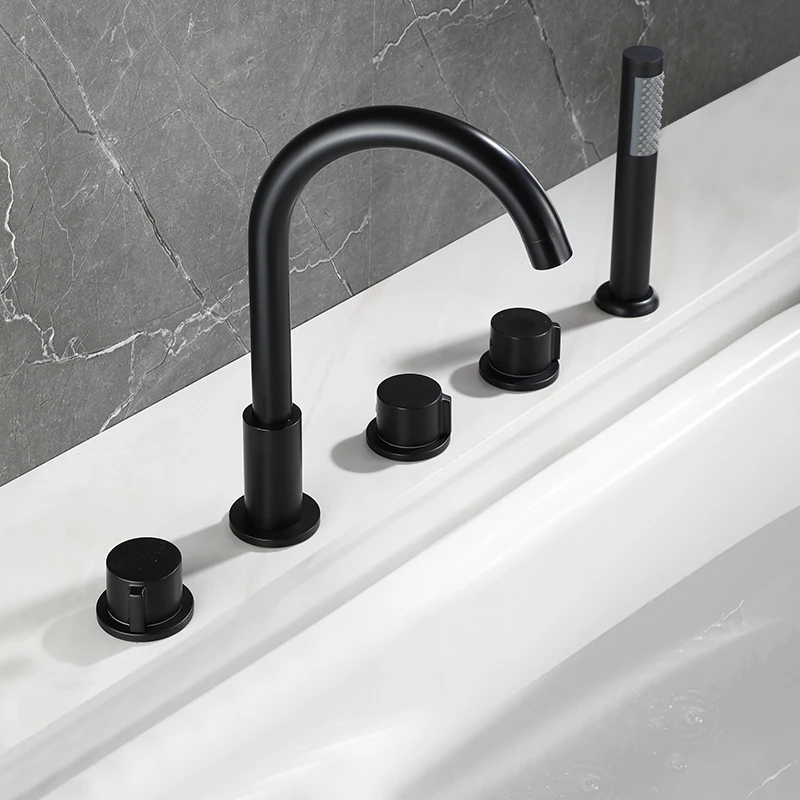 Becola 5PCS Gold/Chrome Bathtub Faucet Bathroom Extra Long Water Pipe Bathroom Tap Washbasin Faucet Black With Hand Shower 2