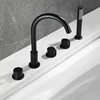 Becola 5PCS Gold/Chrome Bathtub Faucet Bathroom Extra Long Water Pipe Bathroom Tap Washbasin Faucet Black With Hand Shower 2