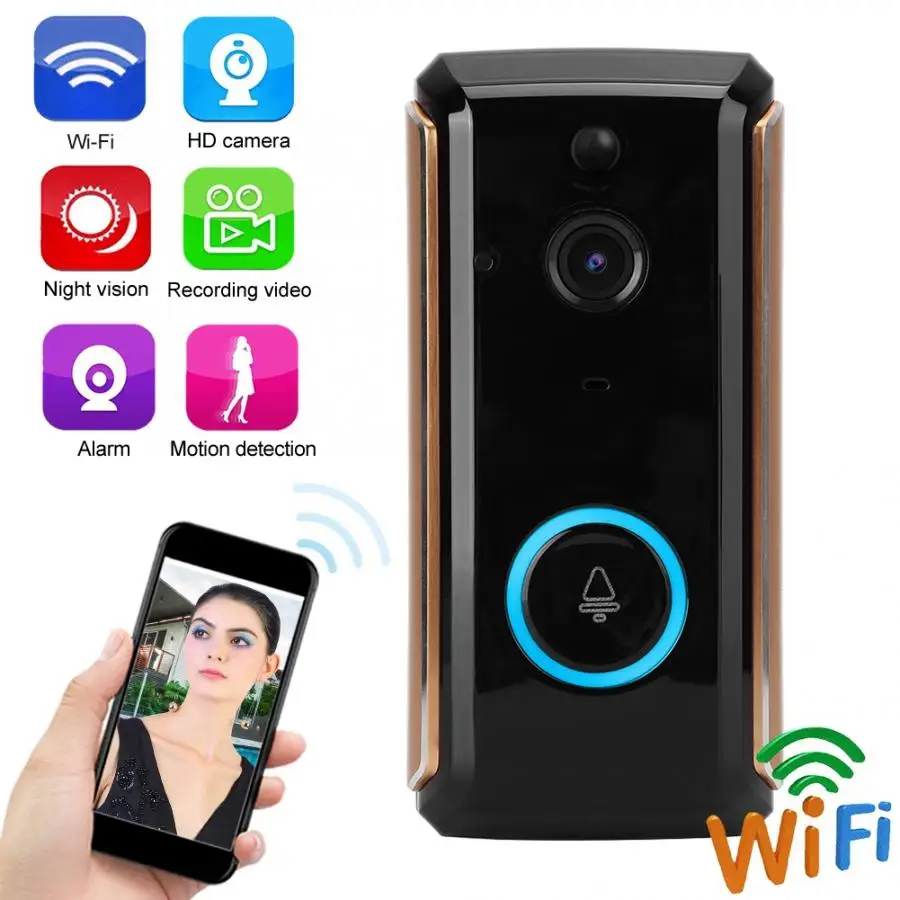 

1080P HD Wifi Video Door Bell PIR Phone Control Intercom Wireless Smart Doorbell
