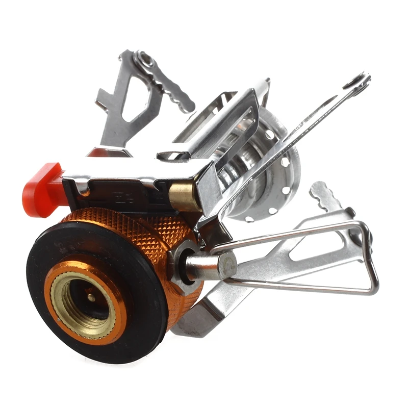 ABZB-Outdoor Picnic Gas Portable Camping Mini Steel Stove Case gold and silver