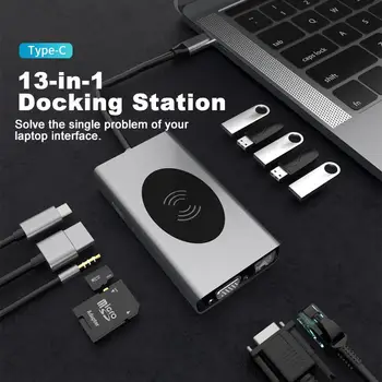 

For Docking Station Type-c Hub Type-c To Hdmi Vga Pd Fast Charge With Wireless Charging Hub