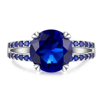 

AAA zircon diamonds Rings for women femme sapphire gemstones blue crystal white gold silver color party jewelry bijoux gifts