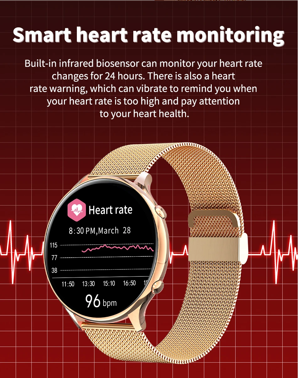 LIGE 2022 Fashion Smart Watch Women Fitness Bracelet Heart Rate Blood Pressure Monitoring Sports Tracker Ladies Smartwatch + Box