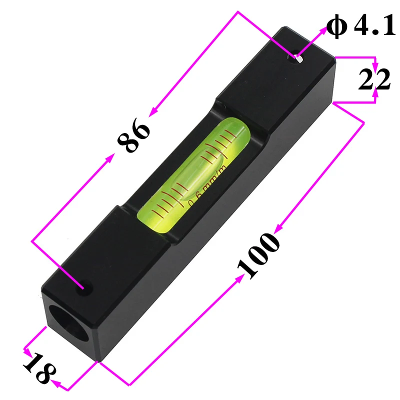 휴대용 유리 바이알 앰플 버블 레벨 (길이 100mm, 정확도 0.6/0.3/1.0mm) 알루미늄 레벨러 1개