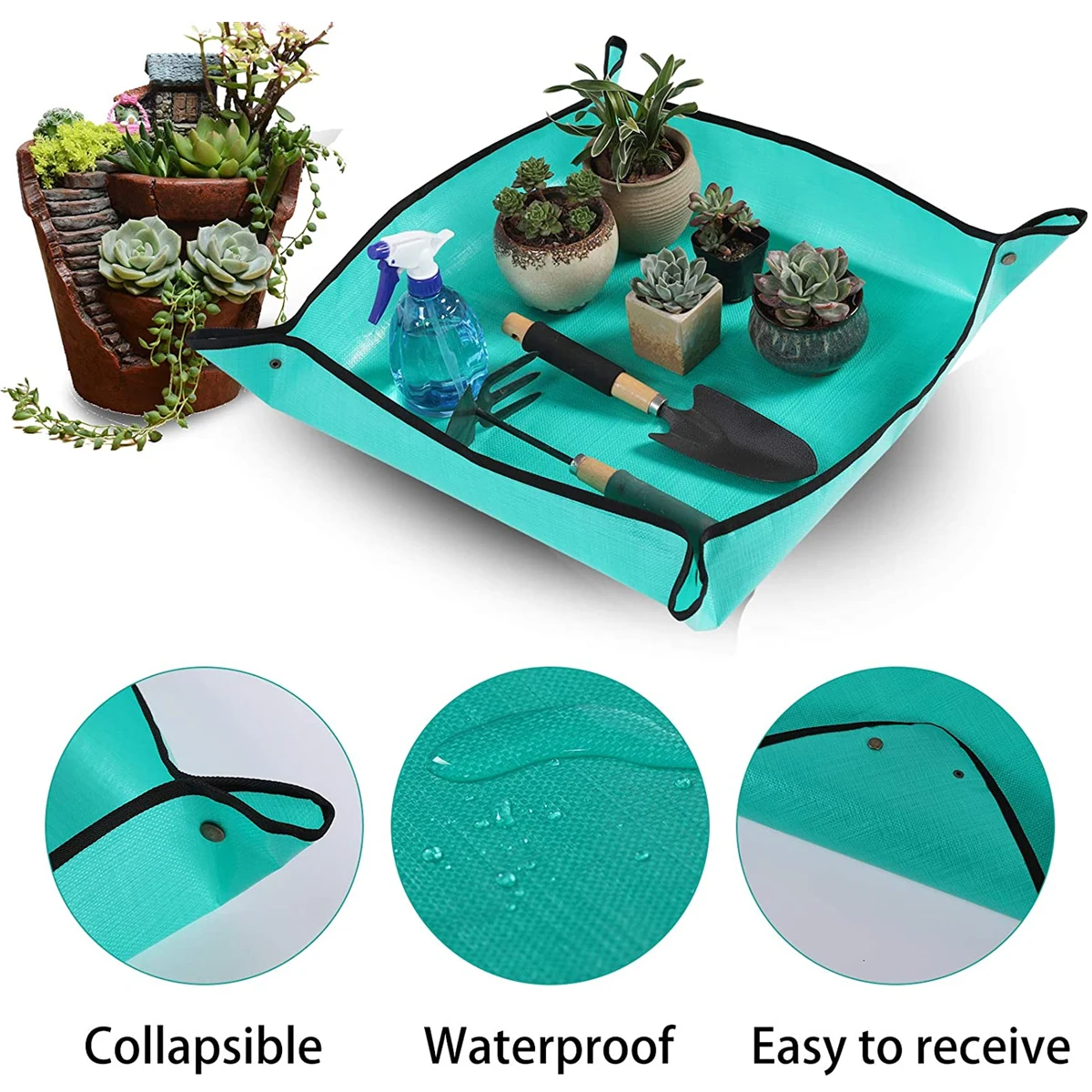 50-100CM Gardening Planting Mat PE Plant Repotting Mat, Foldable Waterproof Gardening Potting Pad Flower Pots Transplanting Mats
