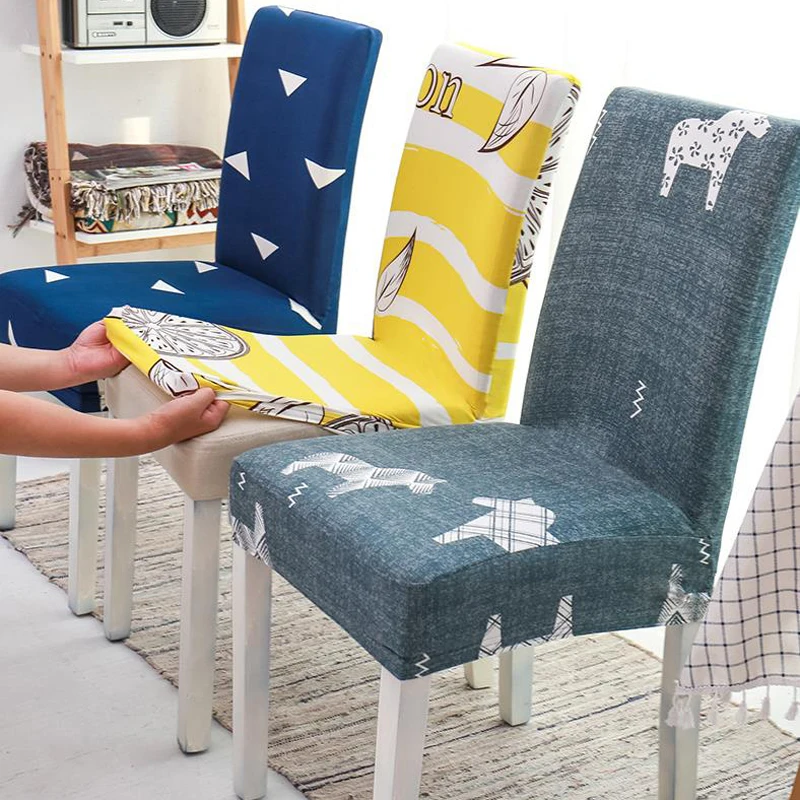 

Soft Stretch Spandex Pattern Chair Covers Elastic Removable Dinning Chair Cover Flower Office Banquet Hotel Chair Covers