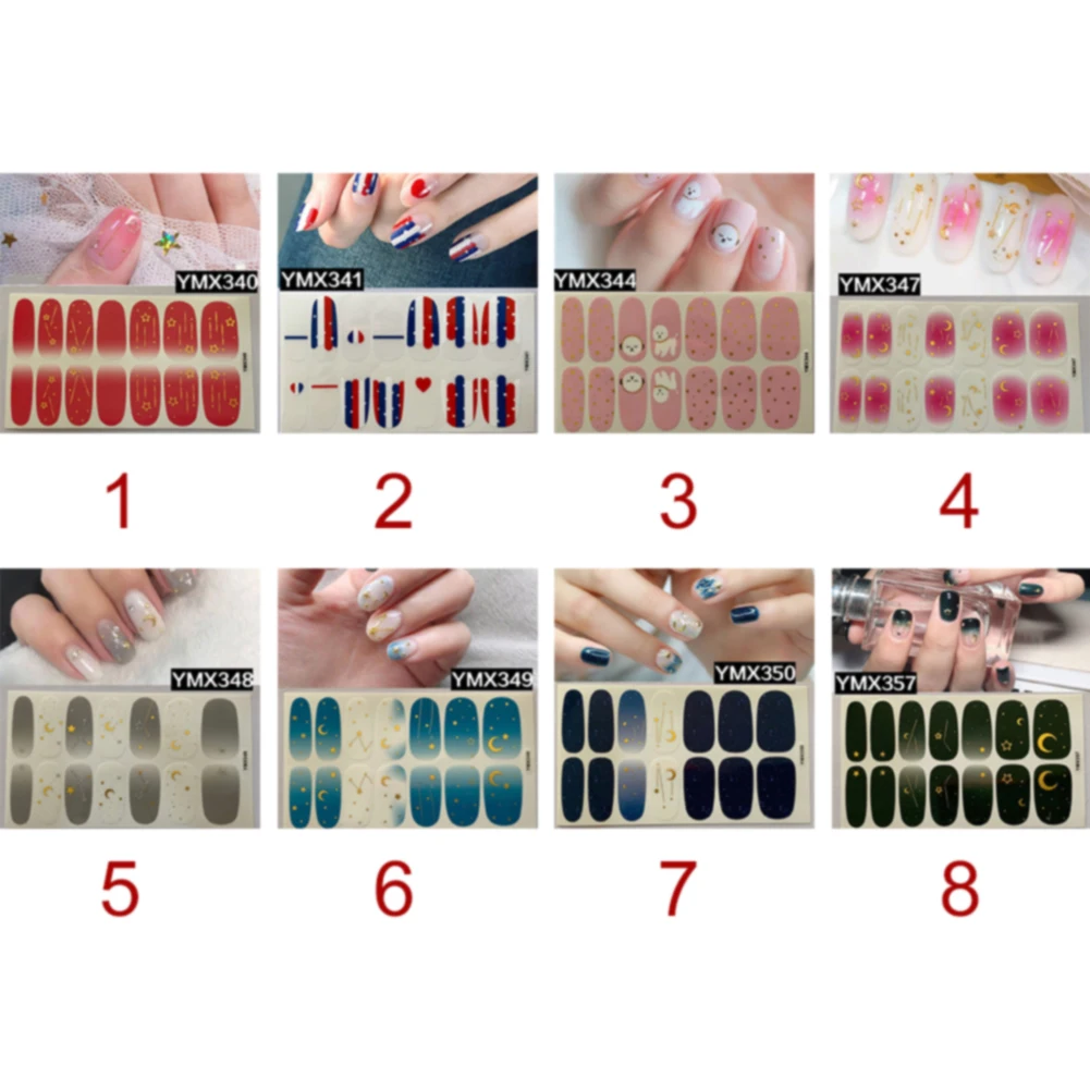 14tips/sheet Stars Manicure Professional Nail Sticker DIY Wraps Fashion 3D Decals Full Cover Nail Art Self Adhesive