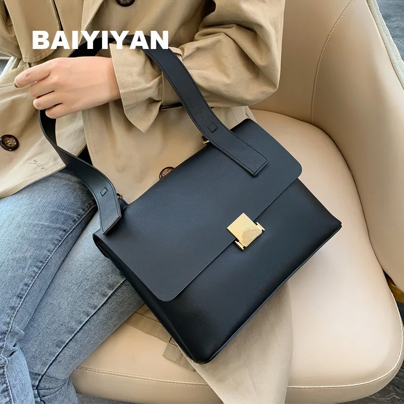 

BAIYIYAN New Retro High Quality PU Leather Shoulder Bag Women Designer Hasp Handbag Ladies Briefcase Messenger Bags Tote
