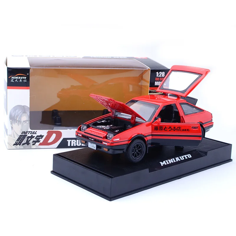 Модель автомобиля Zhenwei TRUENO AE 86 из сплава, литая под давлением, игрушка со звуком для детей, светильник, подарки, открытая дверь, игрушечная коробка - Цвет: 4
