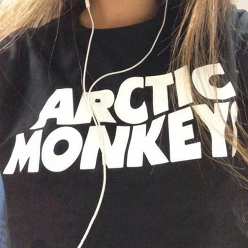 Женская футболка arctic monkeys весенне-летняя черная с графическим принтом хлопковые