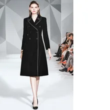 LIJS Новинка зимнее длинное женское бархатное приталенное двубортное винтажное пальто с длинным рукавом Верхняя одежда элегантного размера плюс