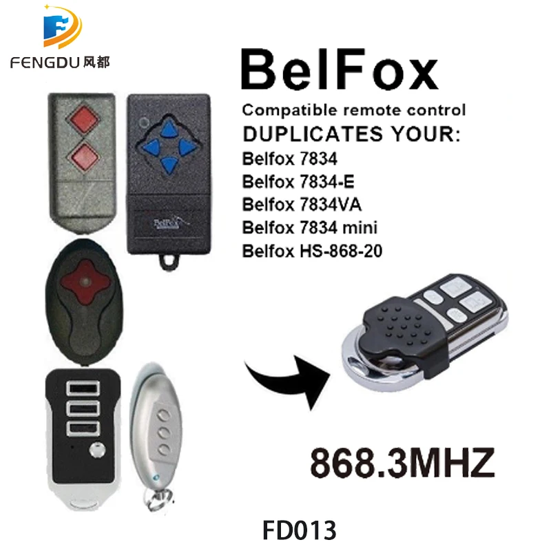 Для BELFOX 7843 BELFOX 7843-мини 7834-E 7834-VA HS-868-20 гаражных ворот открывалка с дистанционным управлением Дубликатор ключей пульт управления воротами 868 МГц