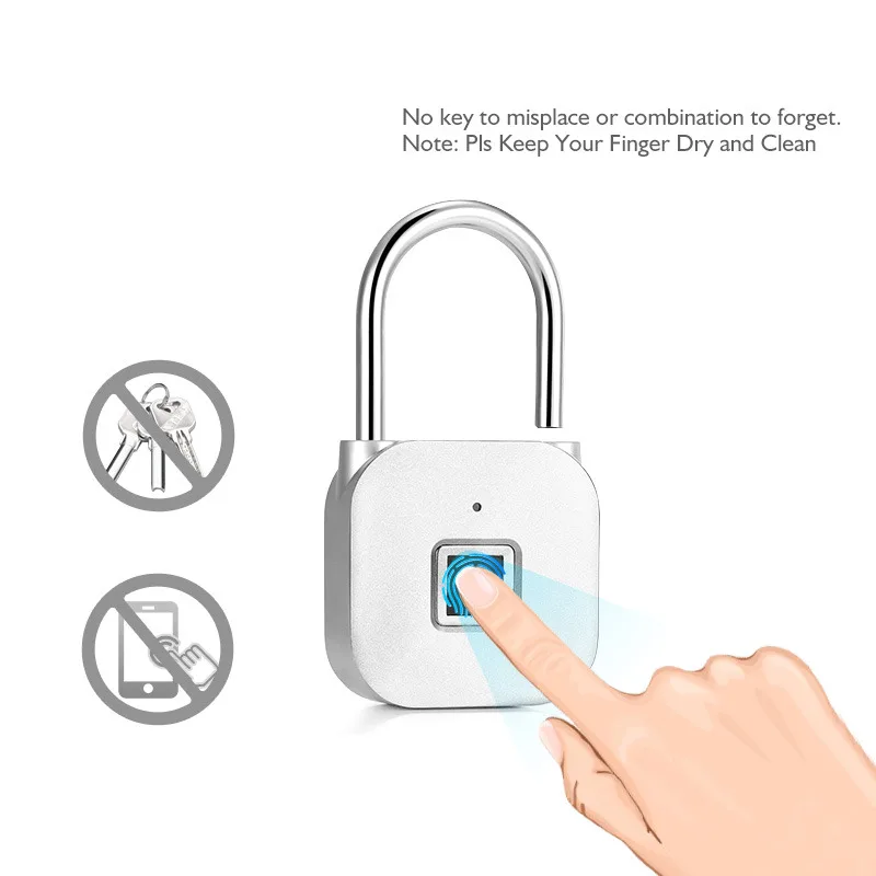 Quality Security Padlock Fingerprint Lock Door Luggage Anti-theft Safety Smart Rechargeable Electronic