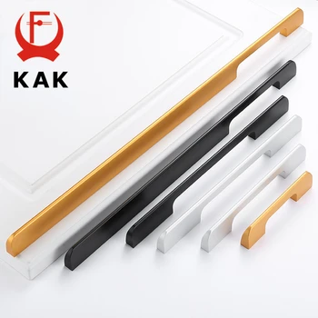 KAK Black Kitchen Handle Cabinet Knobs and Handles Aluminium Alloy Wardrobe Door Pull Drawer Knob Long Furniture Handle Hardware