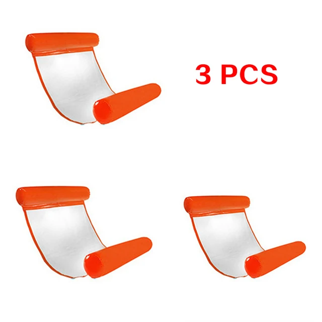 Water hammock recliner inflatable floating Swimming Mattress sea swimming ring Pool Party Toy lounge bed for swimming Orange 3pcs