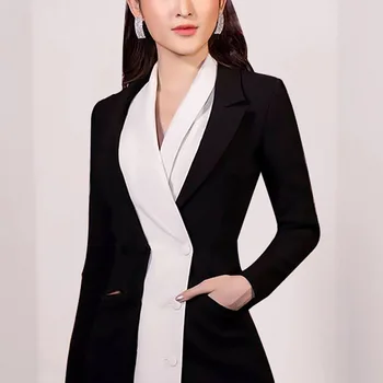 

SONDR 2020 Office Lady Style Women's Blazer Coat Full Sleeve Colorblock Higu Quality Wild Notched Waist New Design Fashion