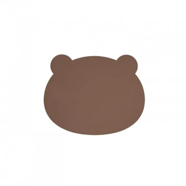 white plus brown С рисунком из искусственной кожи Подставка для столовых приборов двухсторонняя медведь Настольный коврик Детские Водонепроницаемый жар-изоляционный коврик настольное украшение - Цвет: white plus brown