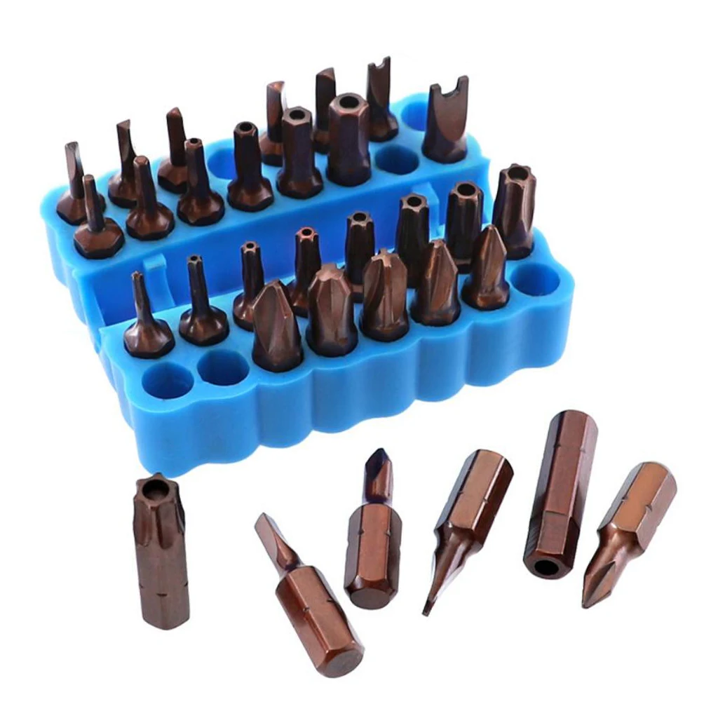 Set of 2 32 Holes Plastic 6.35mm Hex Shank Screw Bits Holder High Quality Blue Color