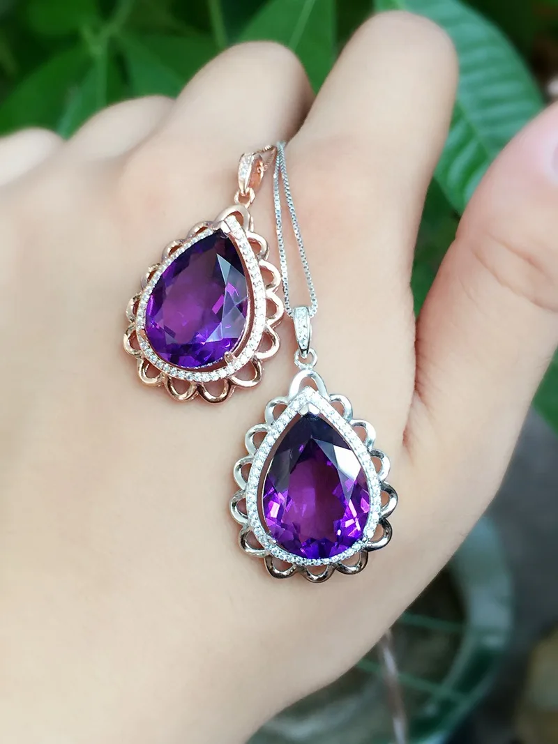 

Natural Amethyst Necklace atmospheric fashion 925 Sterling Silver hot shop promotion price cheap