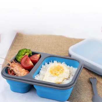 

Compartments Bento Lunch Box Leakproof Collapsible Silicone Food Storage Containers With Reusable Utensil