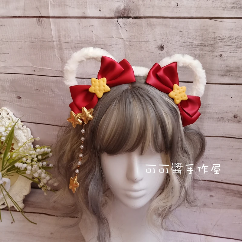 Мягкая заколка для волос с бантом для девочек Kawaii, плюшевый обруч для волос с медвежьими ушками, милая повязка для волос в стиле Лолиты KC, головной убор для косплея, аксессуары для волос - Цвет: 14