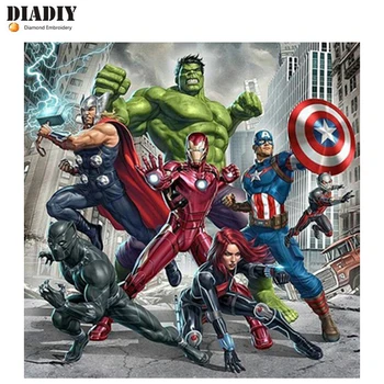 

DIADIY Diy 5D Diamond Painting Cross Stitch Avenger Super Hero Diamond Embroidery Pattern Full Drill Mosaic Home Decor Gift Art