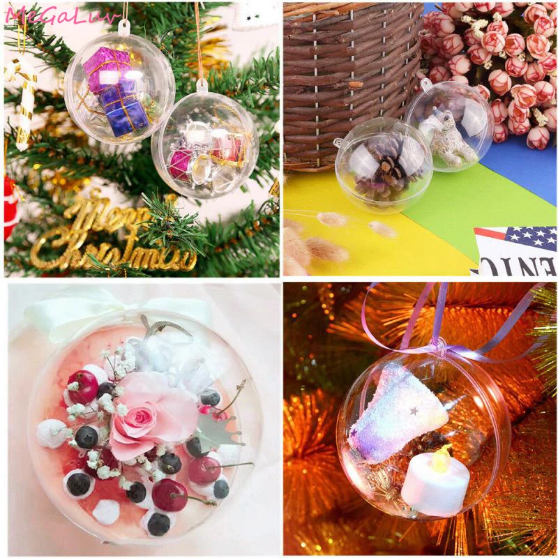 10 шт./партия 4/5/6/7/8/9/10/12 см Xmas Tree Висячие украшения с открытым ясно шары орнамент подарок коробка подарка вечерние поставки