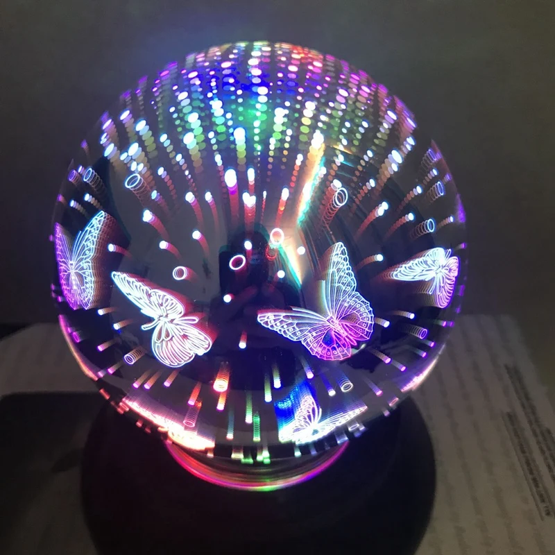 

3D Colorful Magic Glass Night Light Cover Decorative Table Lamp USB/AA Battery Power Automatic Rotating LED Magic Meteor Light B