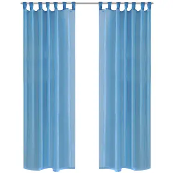 

2 x Transparent Curtain Finished curtain 140x225 cm turquoise