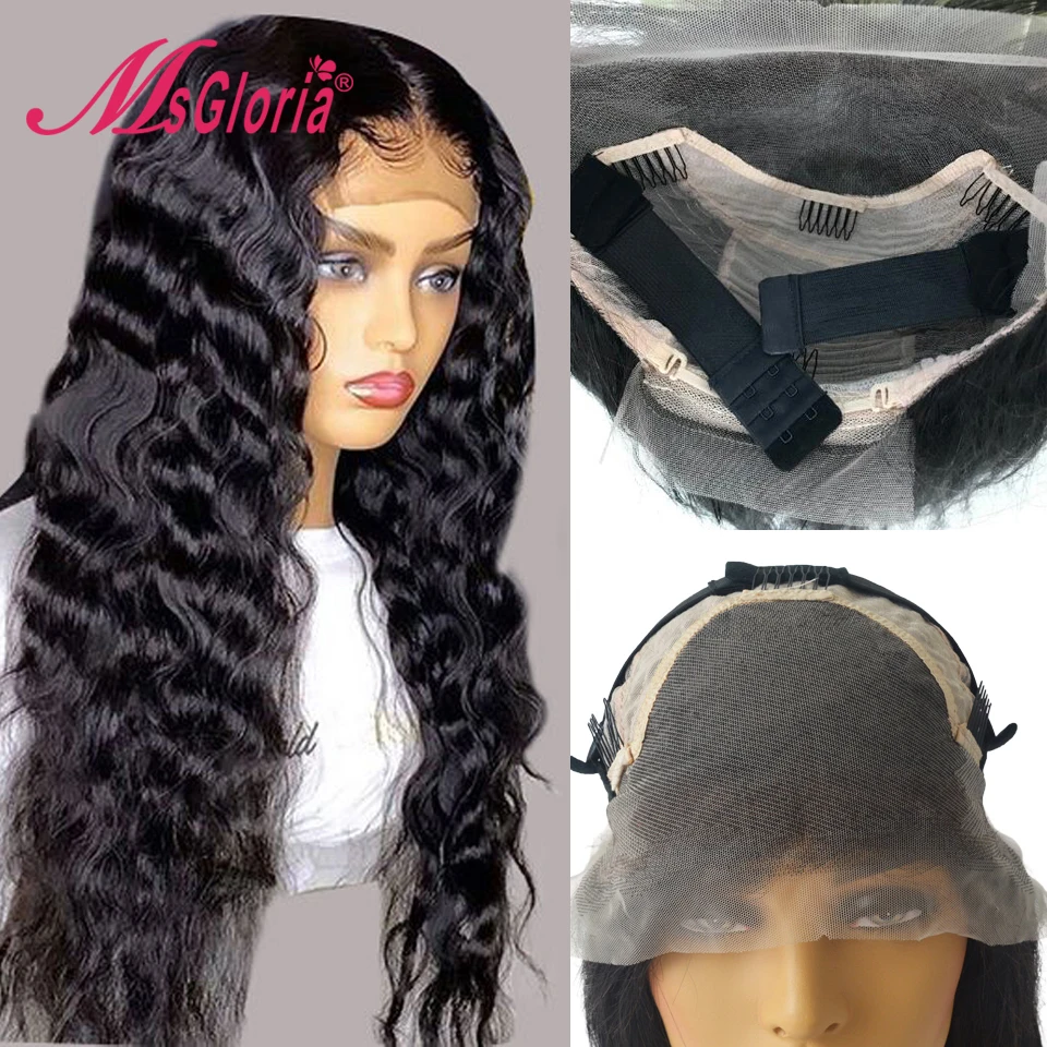 150% Плотность 13X6 Синтетические волосы на кружеве человеческих волос парики с детскими волосами бразильских неповреждённых волос глубокая волна прозрачные кружевные парики из натуральных волос с Африканской структурой, Для женщин