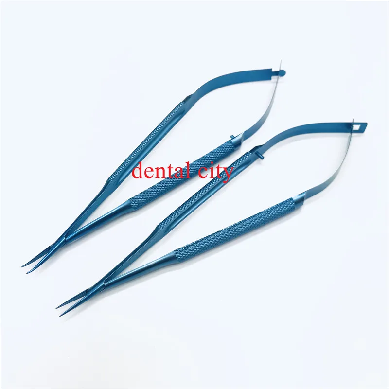 Офтальмологический хирургический 2 шт титановый изогнутый/прямой держатель иглы