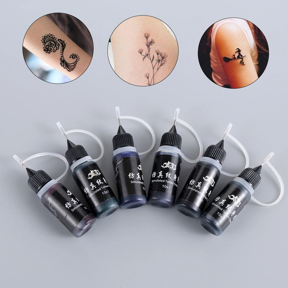 Professional Tattoo Ink Semi-Permanent Eyebrow Eyeliner No pain Makeup Pigment Black Green Supply Body Art Paint | Красота и здоровье