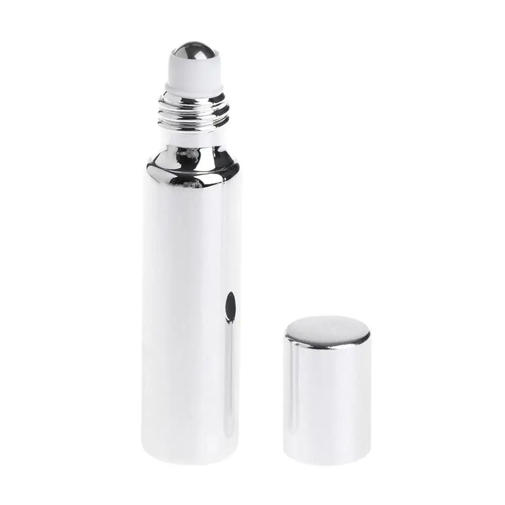 Sliver-10ml 5 мл/10 мл мини стеклянная бутылка пустые эфирные масла духи роликовый шар многоразового использования - Цвет: Sliver-10ml