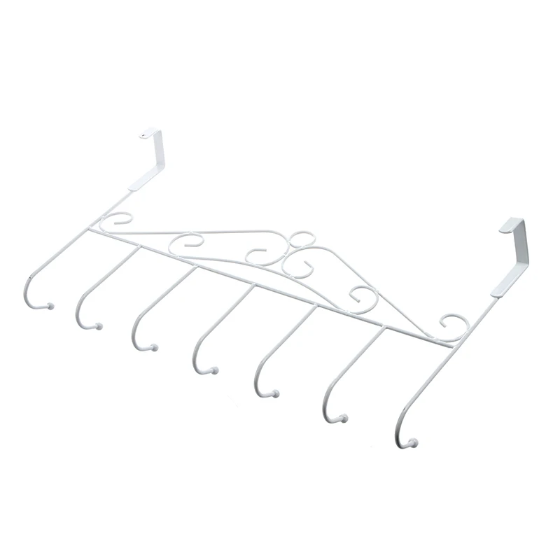 7 Hanger White Towel Hat Coat Clothes Wall Hook Over Door Bathroom