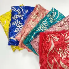 Кружевная ткань с бусинами, последние африканские кружевные ткани, высококачественные вечерние кружевные ткани для тюля, кружевная ткань, WHB8-5 01